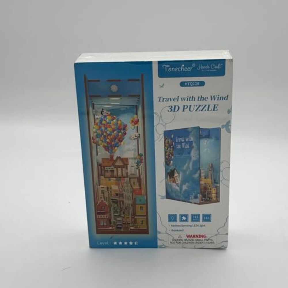 Hands Craft DIY Bookend Puzzle Travel with The Wind: Miniature House Kit